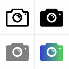 Camera icon set vector illustration with 4 style