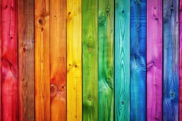 Background of vertical rainbow wooden planks with a silhouette design