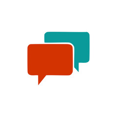 Red and blue chat icons. Speech bubble vector illustration.