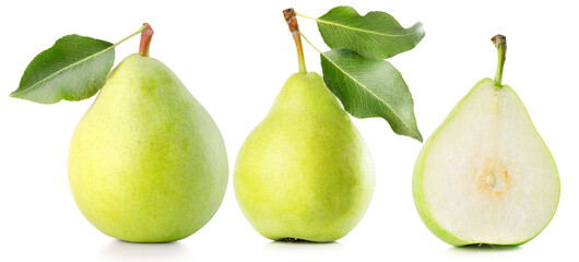 set of pears isolated on a white background