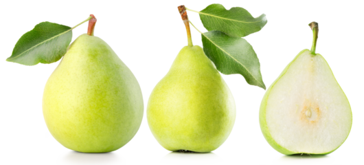 set of pears isolated on a white background
