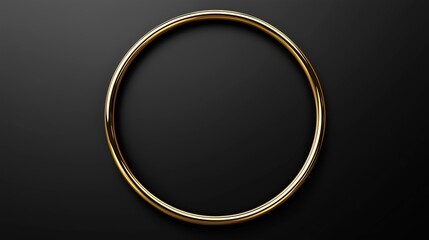 Golden circular frame on a black background in a minimalist style