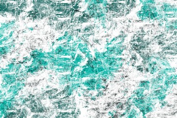 Textured abstract background with a vibrant mix of turquoise and white. A chaotic and energetic pattern. A grunge background aesthetic ideal for backgrounds, overlays, or decorative elements