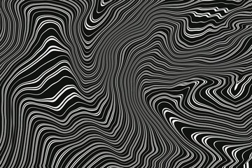 A mesmerizing black and white pattern featuring distorted and undulating lines, abstract pattern of wavy lines ideal for adding text or other design elements.