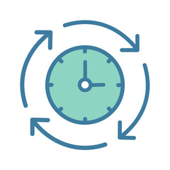 Processing time icon in blue color. Vector illustration.