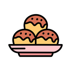 Takoyaki food in plate color icon. Vector illustration.