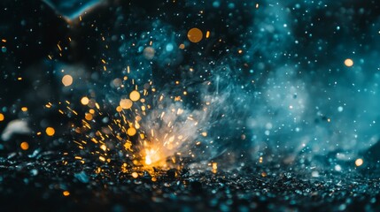 Sparks Flying During Close-Up Welding in Workshop
