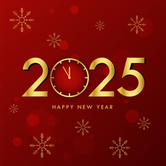 Happy new 2025 year Elegant gold text with light
