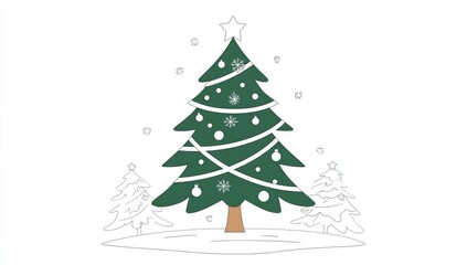 Fototapeta premium A Beautiful Christmas Tree Surrounded by Winter Wonderland