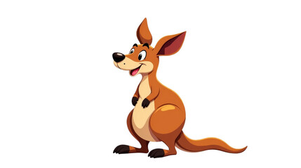 Kangaroo Cartoon Character Full Body Illustration Transparent Background isolated