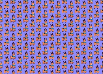 Obraz premium Set of deer. Seamless pattern with deer. New Year's pattern with deer on a blue background. Christmas mood.