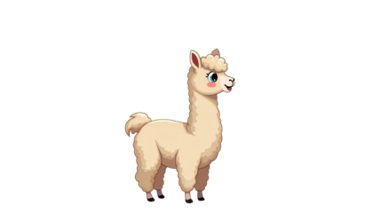 Cartoon Alpaca Character Isolated On White Background