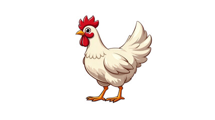 Fototapeta premium Cartoon Chicken Character Full Body Illustration on White Background isolated
