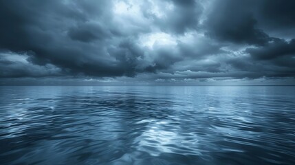 A dark and brooding sky hangs above a calm and tranquil lake representing the opposing forces of waves and particles.