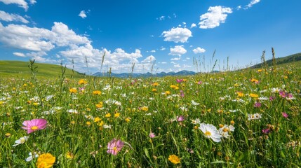 Blossoming Beauty of the Wild West: Colorful Wildflower Meadow under Cinematic Skies