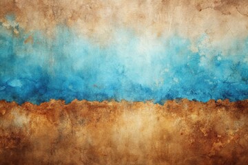 blue and brown watercolor painting with abstract grungy background