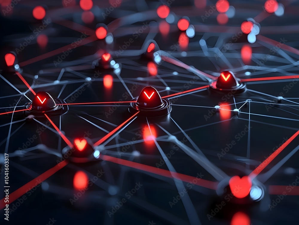 Poster network diagram with compromised node signifying fraud detection concept