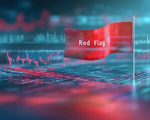 Red Flag Icon on Financial Statement Signaling Potential Fraud Detection