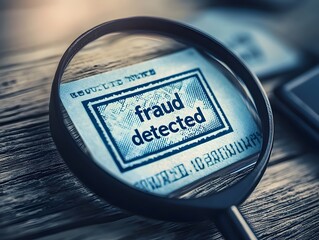 Magnified View of Fraud Detected Stamp on Social Security Card Representing Identity Theft Prevention