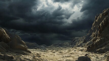 Dramatic Wild West Storm Approaching Over Rugged Terrain with Cinematic Lighting