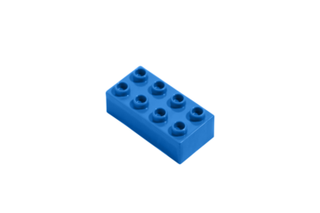 Blue plastic building block brick construction toy on blank png isolated background. The concept of children's educational games. Image for your design
