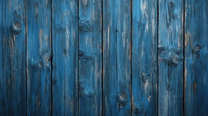 Fototapeta premium Panoramic banner of a blue wooden surface featuring cracked wood laminate planks with pine texture showcasing a grunge rustic bark and abstract wavy knots