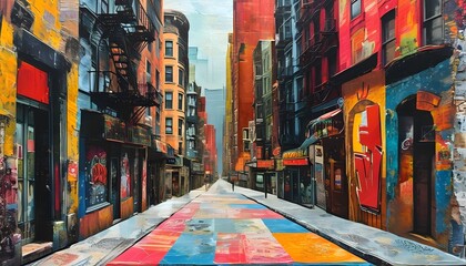 Obraz premium Colorful Urban Alleyway Abstract Art