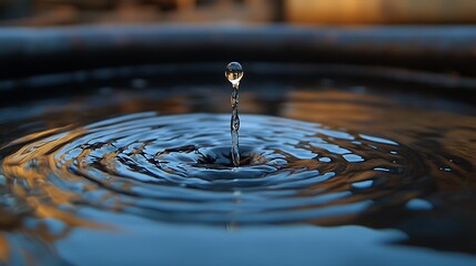 The mesmerizing dance of water capturing the elegance of a droplet creating ripples in still water