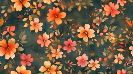 Floral allover pattern featuring a digital print design with watercolor texture and grounding elements Creative hand drawn sketch effect suitable for sarees suits dresses home interiors wall stick