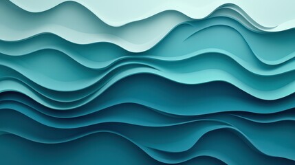 A background featuring fluid gradients of turquoise and deep sea blue, reminiscent of the ocean waves. 
