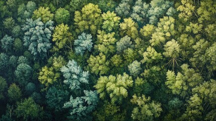 Aerial oil painting showcasing a lush forest landscape highlighting themes of ecosystem preservation air quality environmental conservation and ecological sustainability