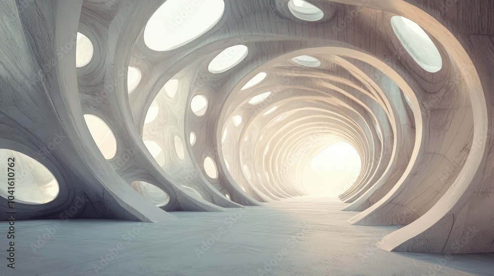 Poster futuristic geometric tunnel with an abstract design showcasing innovative architectural concepts thr