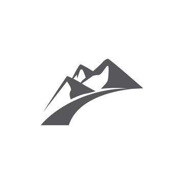 mountain logo abstract design template road illustration vector