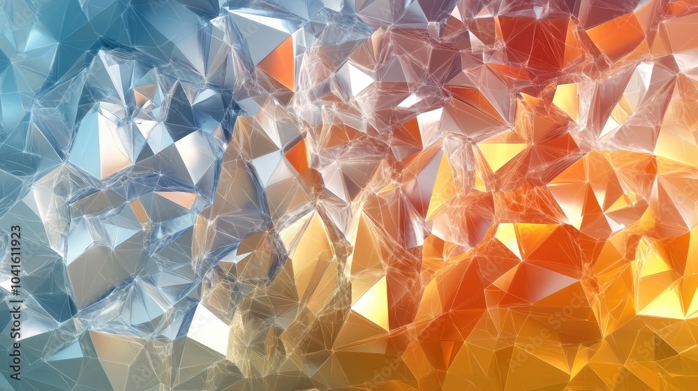 Poster low poly abstract geometric background featuring a modern gradient color scheme in a fantasy 3d rend