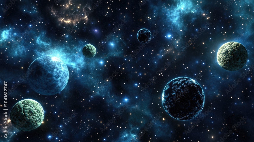 Wall mural infinite space background featuring nebula and stars in a 3d cartoon rendering