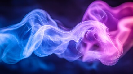 Abstract Smoke Swirls in Blue and Pink on Black Background