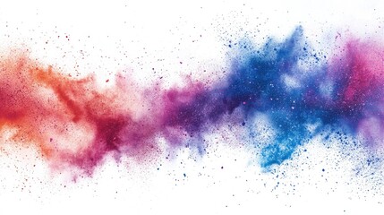 Obraz premium A vibrant explosion of color powder scatters across a stark white background representing vitality and movement in a stunning array of hues