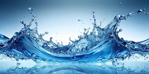 Background with splashing water in shades of blue