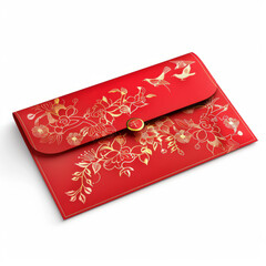 chinese Red envelopes, isolated on white, mockup