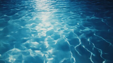 Obraz premium Oil painting showcasing stunning light reflections on a transparent blue water surface creating an appealing background image with space for text and reflections