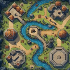 Obraz premium Dnd Battlemap : temple of water 