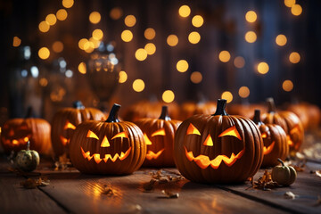 Halloween pumpkins carved into jack olanterns sitti
