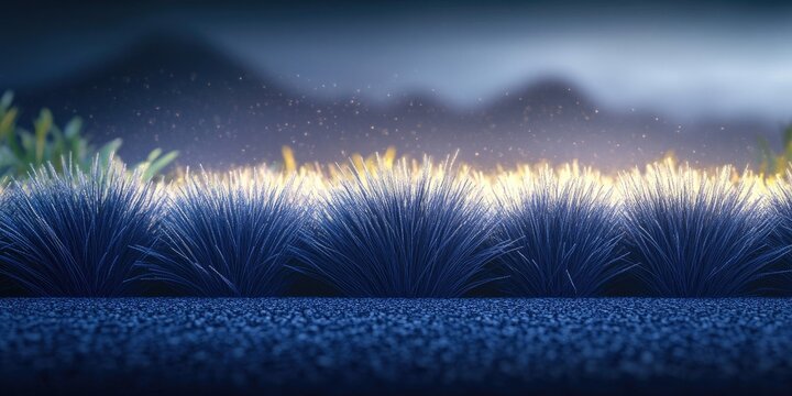 Black desho grass growing alongside a roadside, Black desho grass growing next to a road