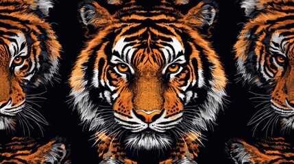 Majestic Tiger Pattern for Wallpaper or Textiles