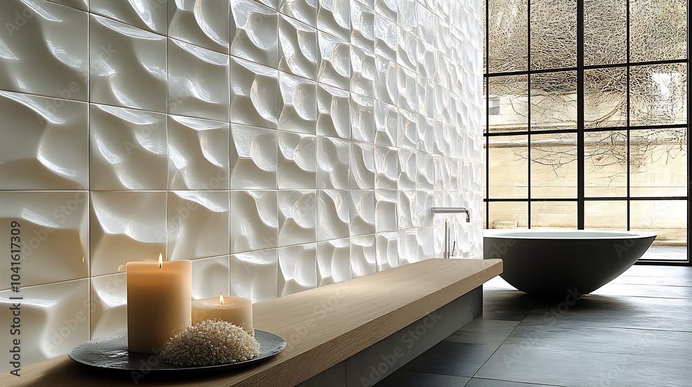 Poster minimalist white tech wall with subtle 3d cube patterns and smooth textures adding a refined and hig