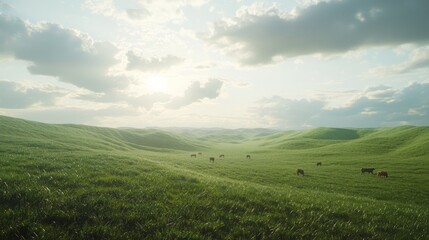 Cowboy Country: Majestic Wild West Landscape with Cattle Grazing Under Dramatic Sky