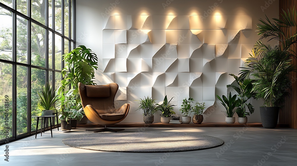 Poster minimalist white tech wall with subtle 3d cube patterns and smooth textures adding a refined and hig
