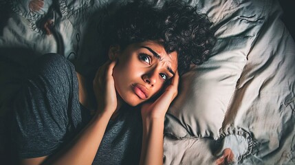 Person tossing and turning in bed, struggling with insomnia and restlessness. The scene captures the emotional turmoil and physical discomfort of a sleepless night.