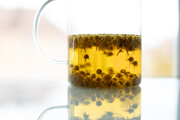 Chamomile Tea in a Glass Teapot