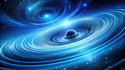 Obraz premium Blue abstract background with glowing gravitational waves